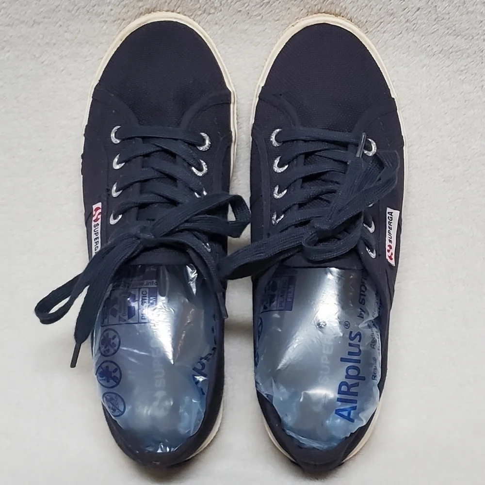 Superga Navy Blue Canvas Classic Lace-up Low Top Sneakers 7.5